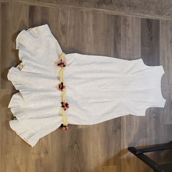 Vtg Hawaiian Original Hilo Hatties Wild Ginger Lei Sz 16 Wedding Muumuu Dress - Picture 7 of 9